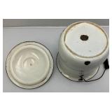 Vintage Enamaled Diaper Pail (With Paper Label) & Columbia Scale