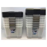 11 Sterilite Storage vTotes With Lids (One Handle Missing)