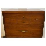 Mid Century Wood Four Drawer Upright Dresser 18" x 32" x 44 1/2"