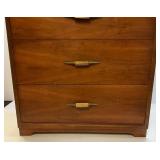 Mid Century Wood Four Drawer Upright Dresser 18" x 32" x 44 1/2"