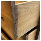 Mid Century Wood Four Drawer Upright Dresser 18" x 32" x 44 1/2"