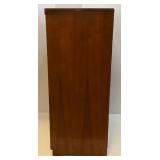 Mid Century Wood Four Drawer Upright Dresser 18" x 32" x 44 1/2"