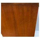 Mid Century Wood Four Drawer Upright Dresser 18" x 32" x 44 1/2"