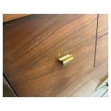 Mid Century Wood Four Drawer Upright Dresser 18" x 32" x 44 1/2"