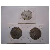 1942 P, D and S Walking Liberty Half Dollars (3)