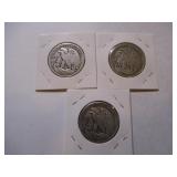 1943 P, D and S Walking Liberty Half Dollars (3)