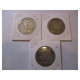1923-S, 1936-S and 1943-S Walking Liberty Half Dollars (3)