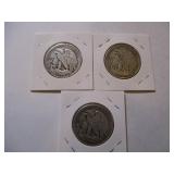 1937-P, 1941-P and 1943-P Walking Liberty Half Dollars (3)
