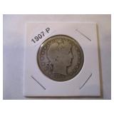 1907-P Barber Head Silver Half Dollar