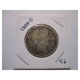 1909-O Barber Head Silver Half Dollar