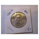 1961-P Franklin Silver Half Dollar from original bank roll - Excellent Condition