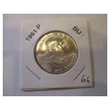 1961-P Franklin Silver Half Dollar from original bank roll - Excellent Condition