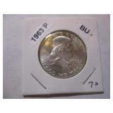 1963-P Franklin Silver Half Dollar from original bank roll - Excellent Condition