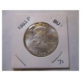 1963-P Franklin Silver Half Dollar from original bank roll - Excellent Condition