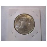 1959-D Franklin Silver Half Dollar from original bank roll - Excellent Condition