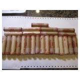 Bag of 26 Rolls of Lincoln Wheatback pennies (1300) including steel 1943 pennies