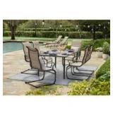 Hampton Bay Glenridge Falls 7-Piece Metal Padded Sling Rectangular Outdoor Dining Set in Putty Beige Customer Returns See Pictures