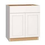 Lot of Hampton Bay Westfield Feather White Assembled Sink Base Kitchen Cabinet (36 in. W x 23.75 in. D x 35 in. H)   Customer Returns See Pictures