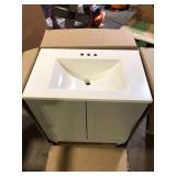 31 in. Single Sink Pearl Gray Bath Vanity with White Cultured Marble Top (Assembled)   Customer Returns See Pictures