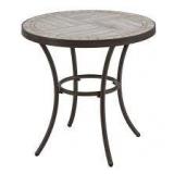 StyleWell 27 in. Brown Round Metal Outdoor Side Table with Grouted Porcelain Top   Customer Returns See Pictures