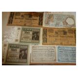 Francs, Marks, US notes and 1933 Duluth unemployment notes for 5 and 10 cents