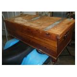 Vintage cedar chest with brass straps, just needs some refinishing