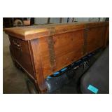 Vintage cedar chest with brass straps, just needs some refinishing