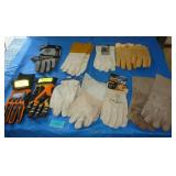 NINE pair of mens gloves most are XL (3 are used)