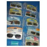 9 pair of clip on sunglasses various size