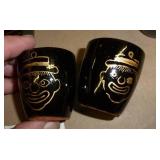 Vintage Thames Clown decanter with shot glasses, Vintage Leftons rose plate décor, chicken napkin holder with salt and pepper