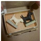 Vintage airplane with folding wings, RCA/Victor radio, jewelry, trick magnetic dogs, hair pin, Shoe horns