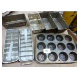 Group of vintage OVENEX bread pans and cupcake pan