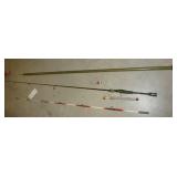 4 fishing poles - Vintage St Croix extending fiberglass, new Evercast 6ft 8-15lbs, ice fishing rod, Top only of a Night Stick