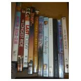 Big mix of media - Johnny Carson VHS, DVD movies, CD books, CD music, 45 records