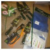 5 new garden shovels, fiskars shear, garden sail