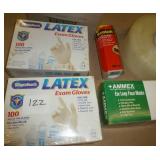 Office supplies - 5 rolls of 3M cover up tape, 2 boxes of latex gloves, box of masks, large roll of tape and roll of labels