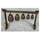 Vintage Solid Brass Chimes Five Belss Meditation Gong 11"