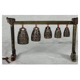 Vintage Solid Brass Chimes Five Belss Meditation Gong 11"