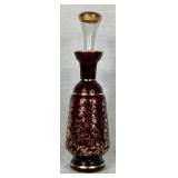 Vintage Venitian Red Gold Gild Decanter with 6 Glasses