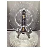 American Brillant Cut Engraved Clear Glass Luncheon Plates - set of 9 - 8.5" Round