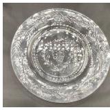American Brillant Cut Engraved Clear Glass Luncheon Plates - set of 9 - 8.5" Round