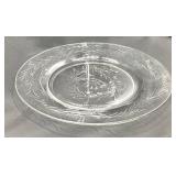 American Brillant Cut Engraved Clear Glass Luncheon Plates - set of 9 - 8.5" Round