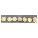 Collection of American Coins-Contains 6 Kennedy Half Dollars and 1 Eisenhauer Half Dollar