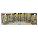 Vintage Turkish Gold Plated Coffee Crystal Set of 6 Cups and Saucers