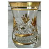 Vintage Turkish Gold Plated Coffee Crystal Set of 6 Cups and Saucers