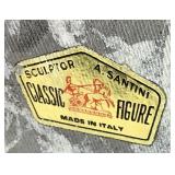 Sculptor A. Santini - Pair of Lion Sculptures Constructed of Marble Composite on Dark Marble Base - 5.5"D x 6"H x 3.5" W