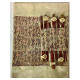 Vintage Japanese Imari Porcelain Plates and Tea Strainers and Placememat Set Includes: 6 Piece Asia Style Sushi, 6 Chopstick olders, 6 Placemat Gold