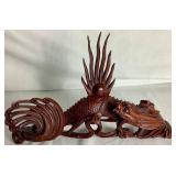 Dragon and Pearl of Wisdom Handcarved Figure - 16"W x 11"H x 3"D