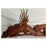 Dragon and Pearl of Wisdom Handcarved Figure - 16"W x 11"H x 3"D