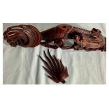 Dragon and Pearl of Wisdom Handcarved Figure - 16"W x 11"H x 3"D